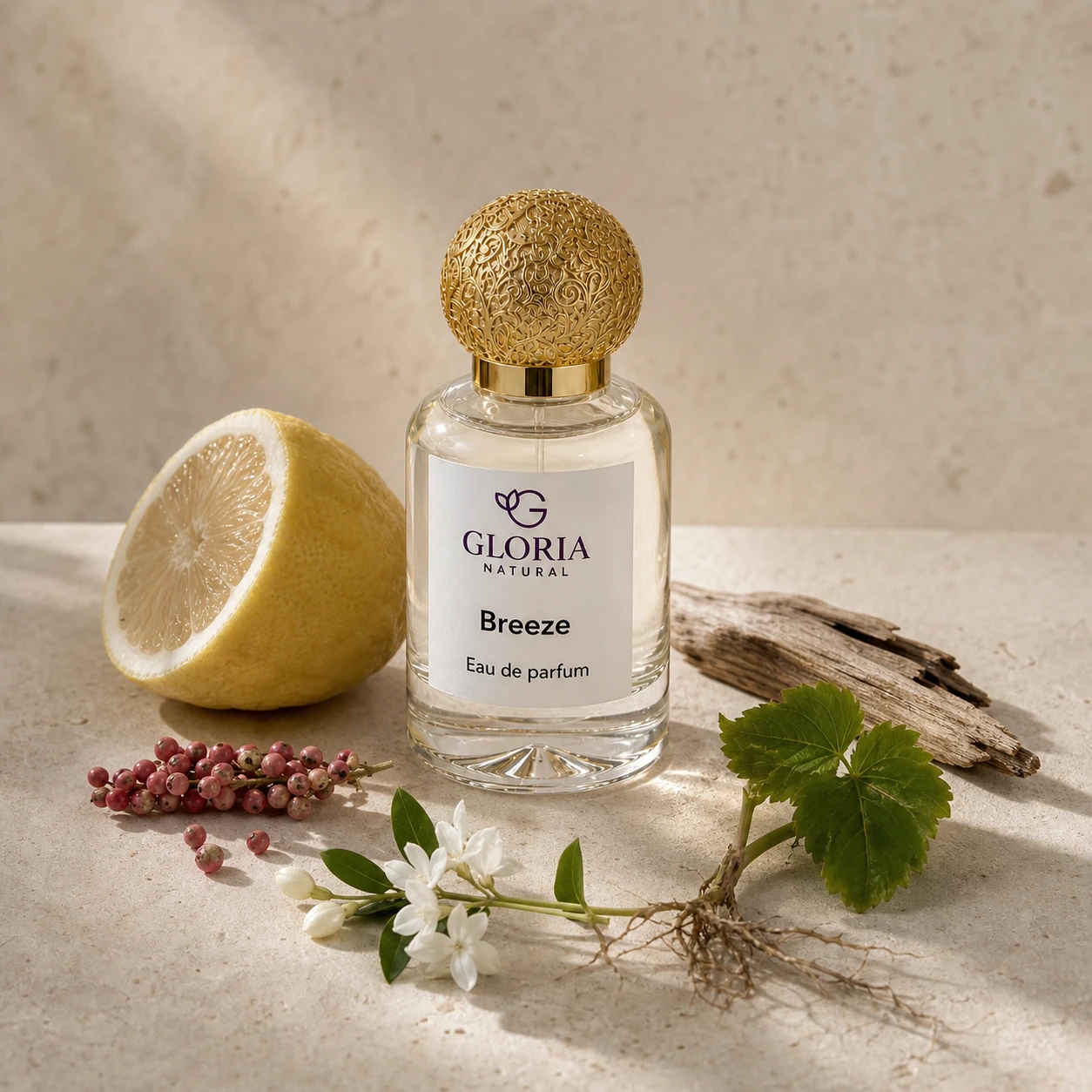 Breeze eau de parfum with lemon, pink pepper, and jasmine