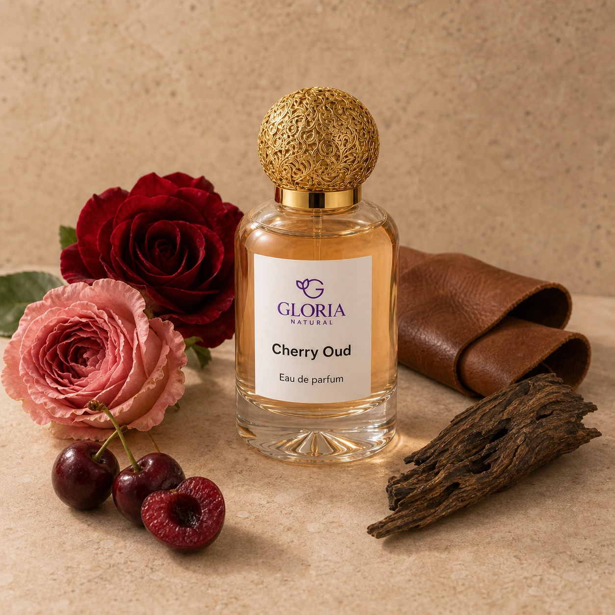 Cherry Oud eau de parfum with cherry, Turkish rose, leather, and oud