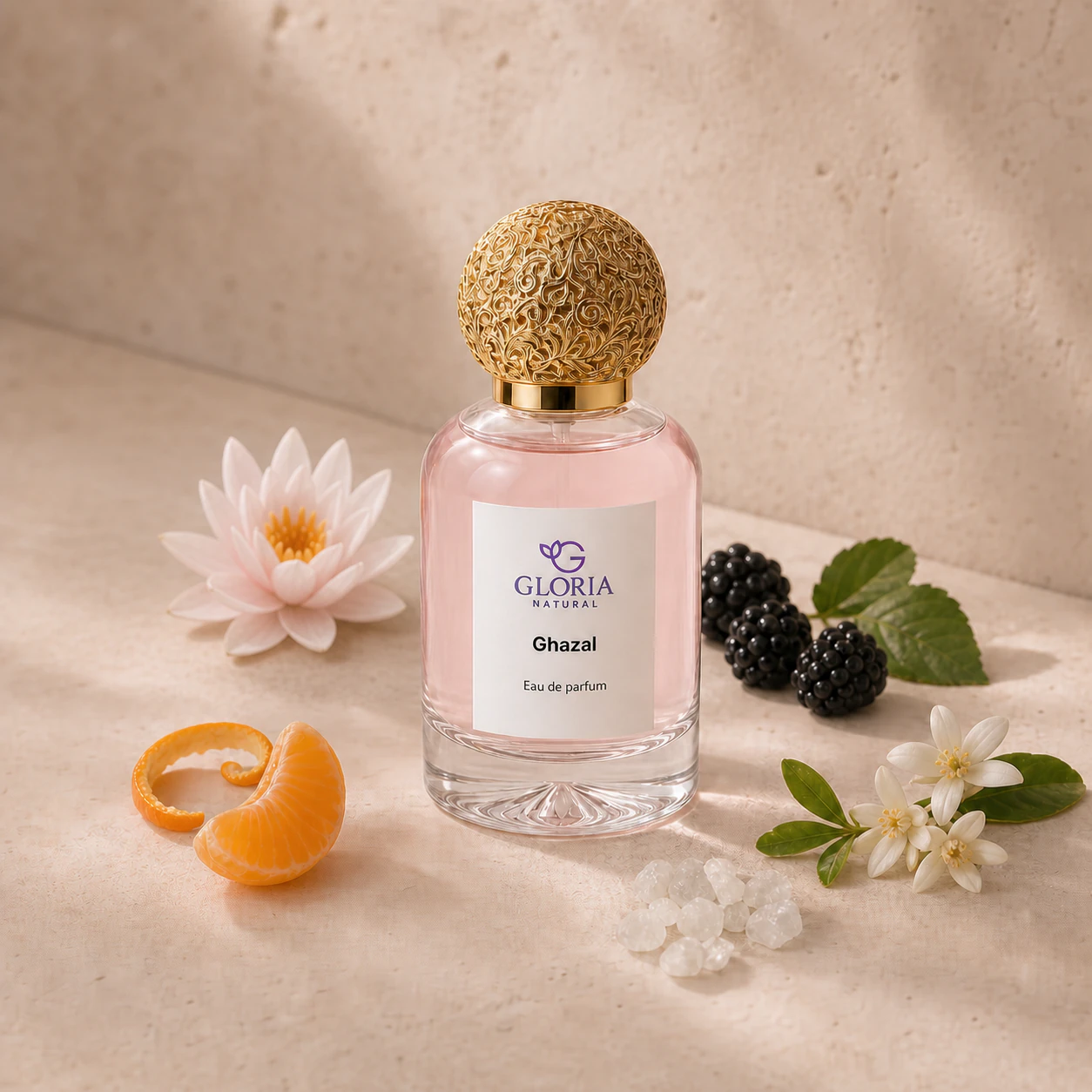 Ghazal eau de parfum with water lily, blackberry, and mandarin