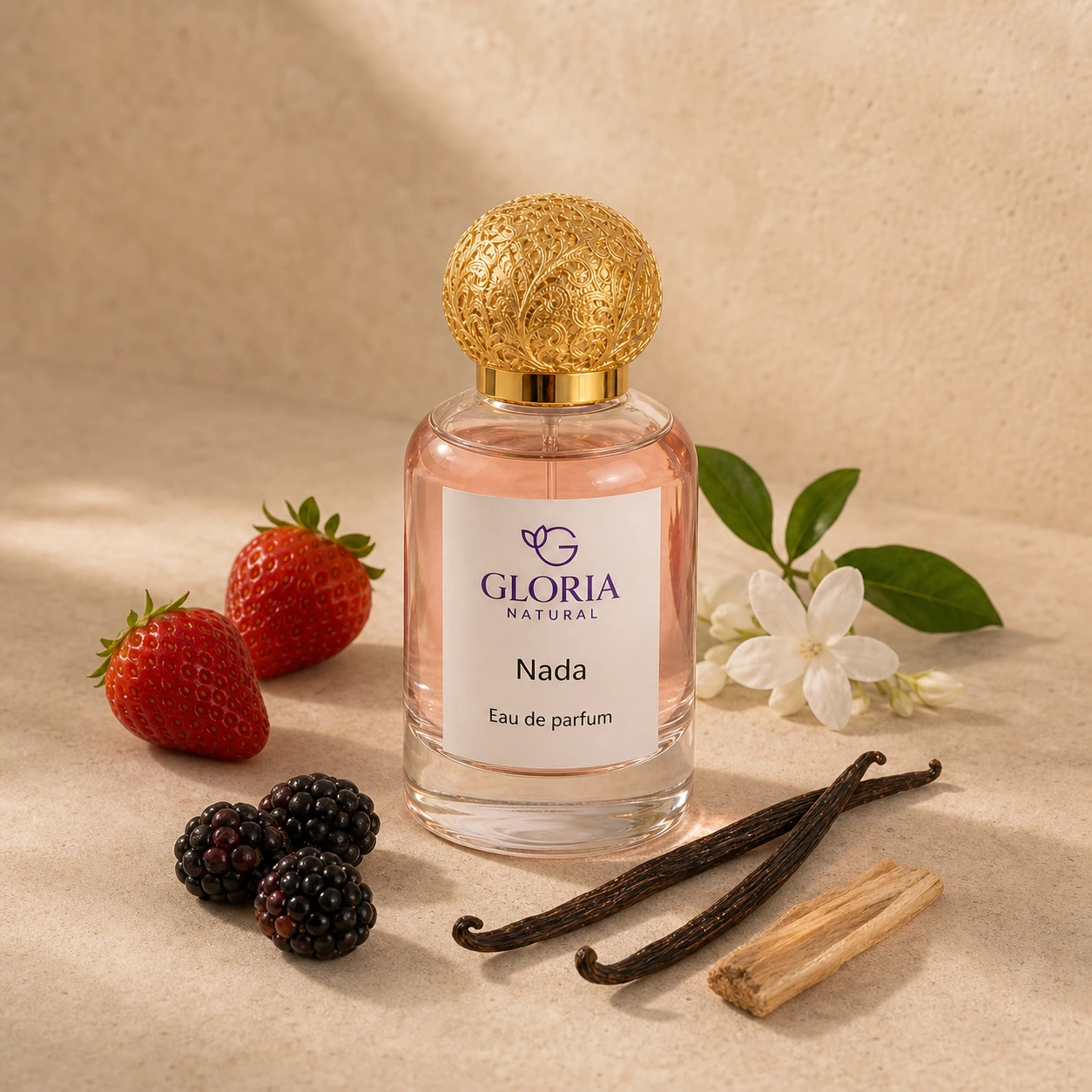 Nada eau de parfum with strawberry, blackberry, jasmine, and vanilla