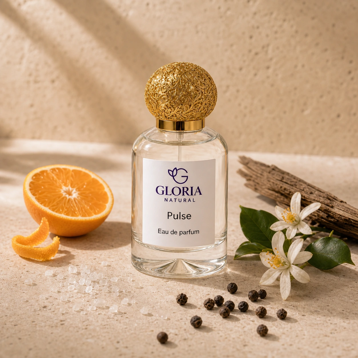 Pulse eau de parfum with orange, neroli, pepper, sea salt, and cedar