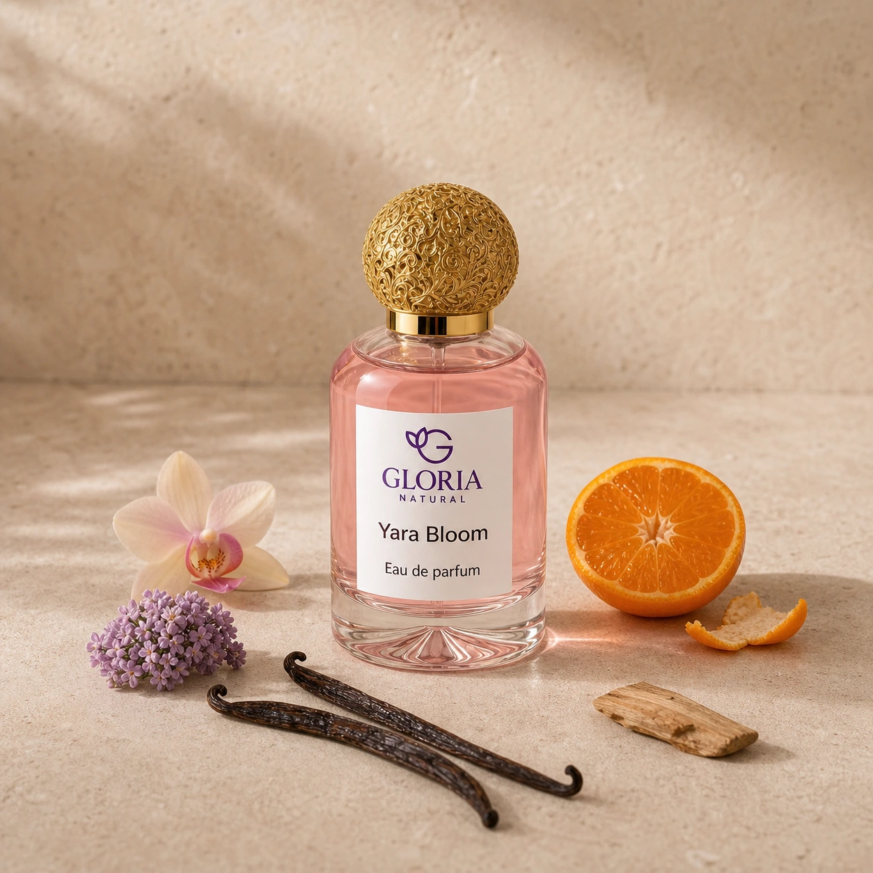 Yara Bloom eau de parfum with orchid, heliotrope, tangerine, vanilla, and sandalwood